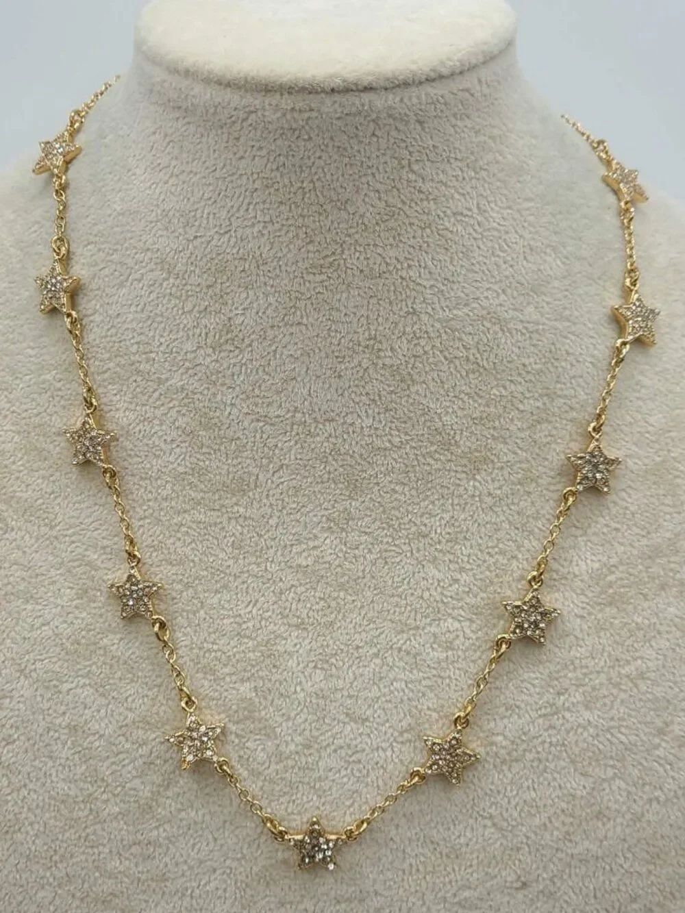 J Crew Dainty Gold Tone Clear Crystal Pave Star Necklace NWOT